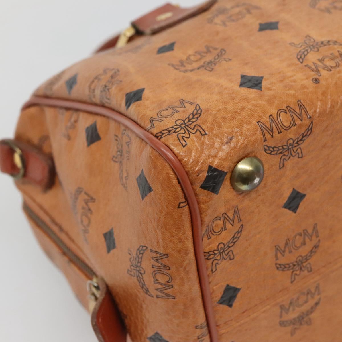 MCM Logogram Vicetos Hand Bag PVC Leather Brown Gold Auth 133833