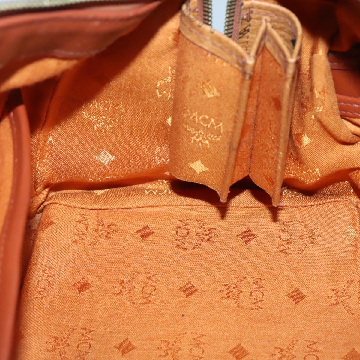 MCM Logogram Vicetos Hand Bag PVC Leather Brown Gold Auth 133833