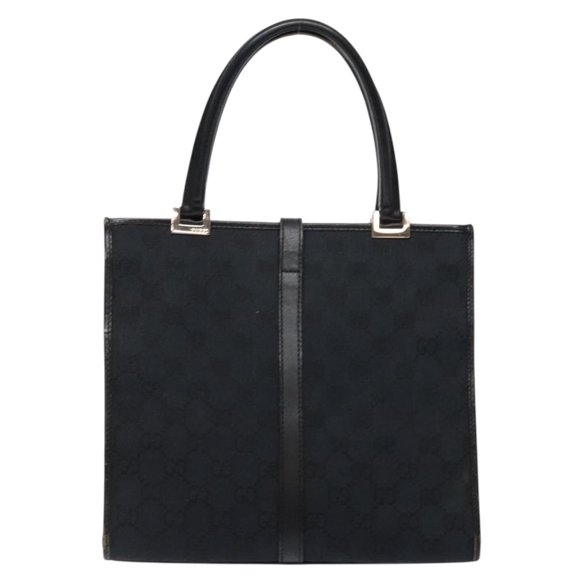 GUCCI GG Canvas Jackie Hand Bag Black Silver 002 1065 3444 Auth 133856