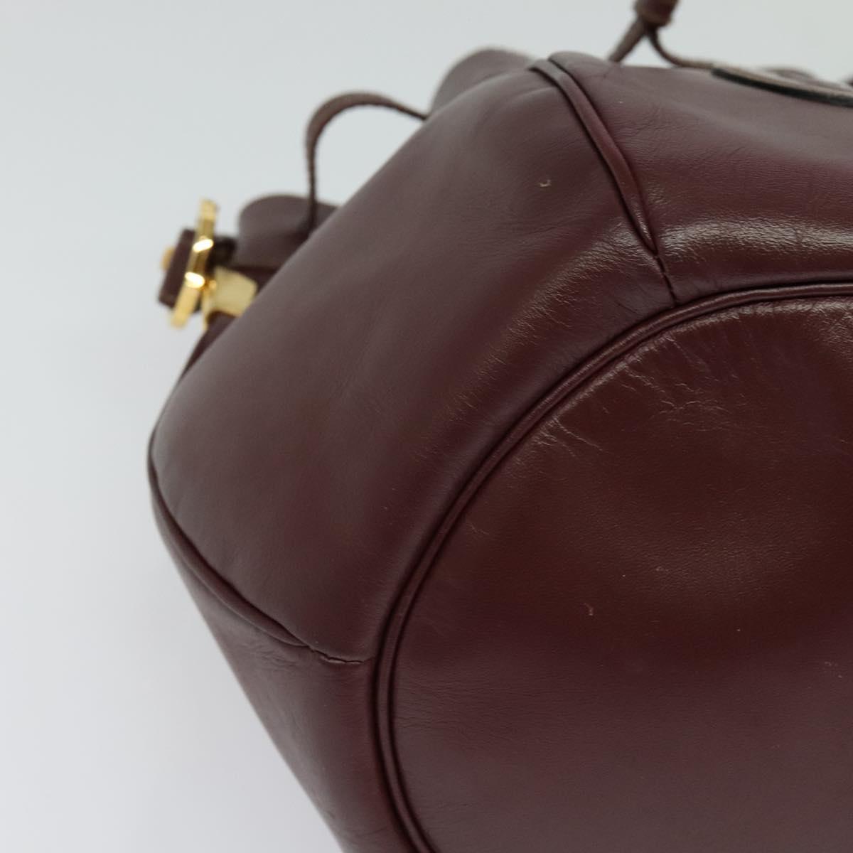 CARTIER Must Line Shoulder Bag Leather Bordeaux Gold Auth 133861