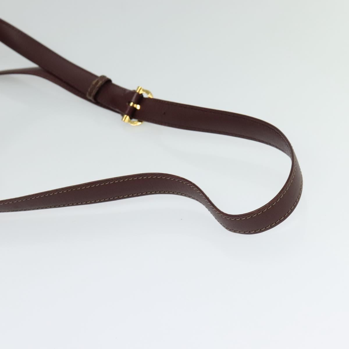 CARTIER Must Line Shoulder Bag Leather Bordeaux Gold Auth 133861