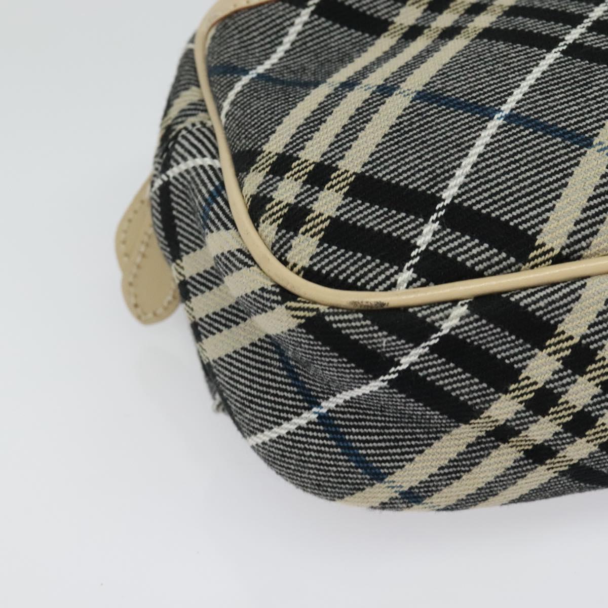 BURBERRY Nova Check Blue Label Waist bag Canvas Blue Silver Auth 133875