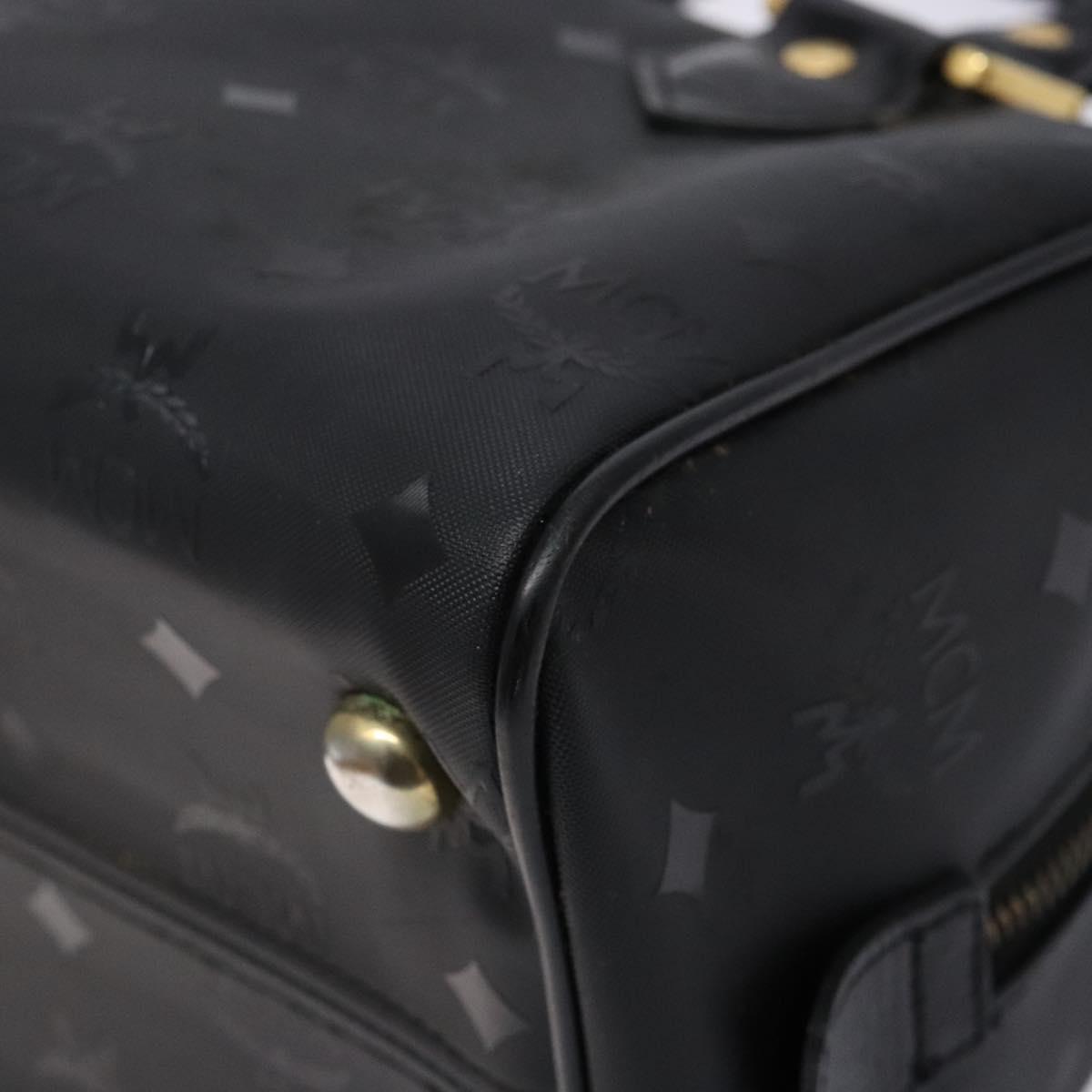 MCM Logogram Vicetos Hand Bag PVC Black Gold Auth 133885
