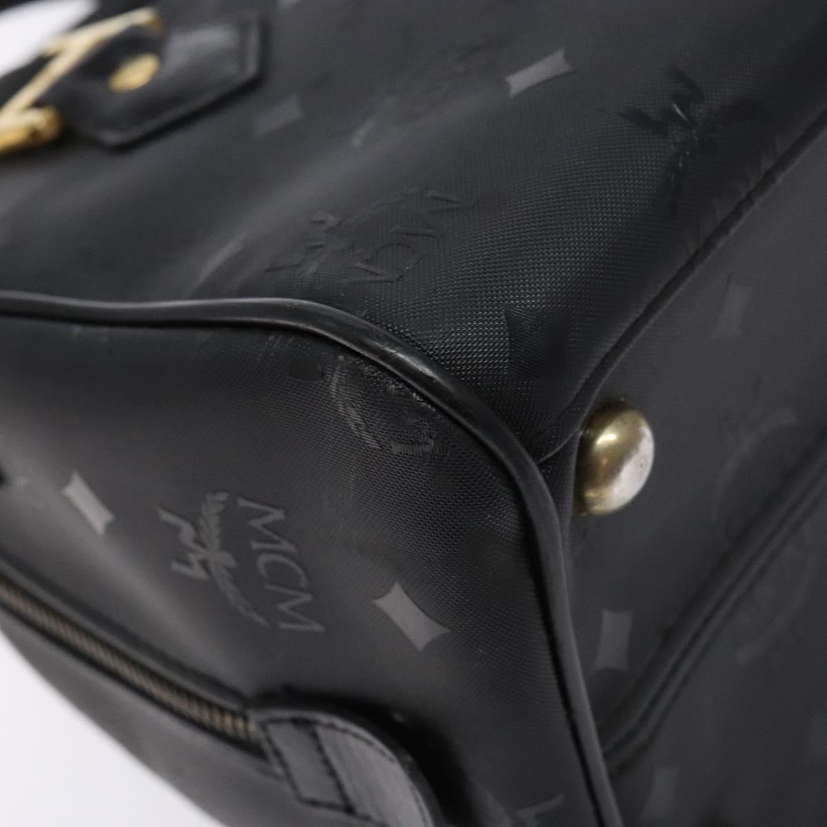 MCM Logogram Vicetos Hand Bag PVC Black Gold Auth 133885