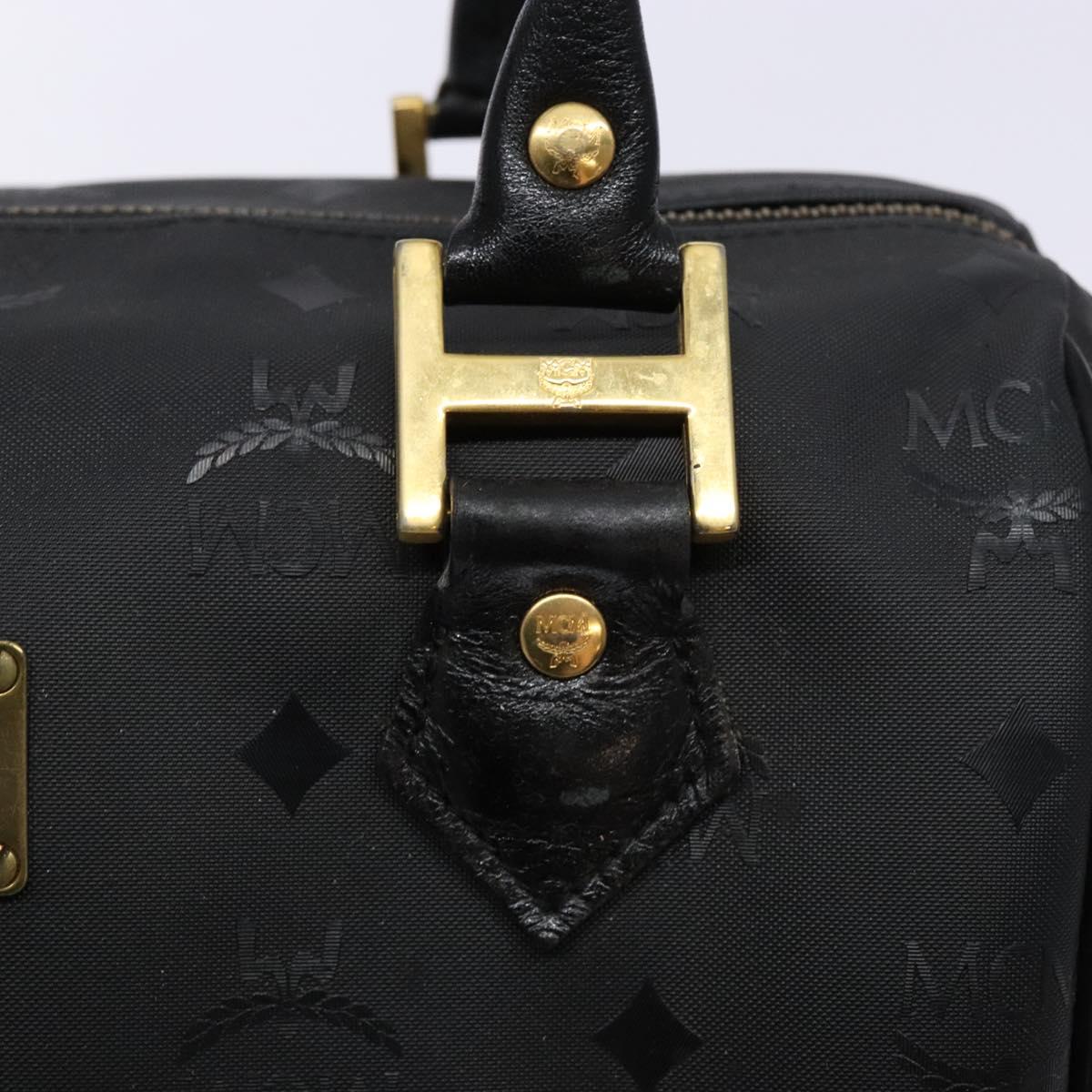 MCM Logogram Vicetos Hand Bag PVC Black Gold Auth 133885