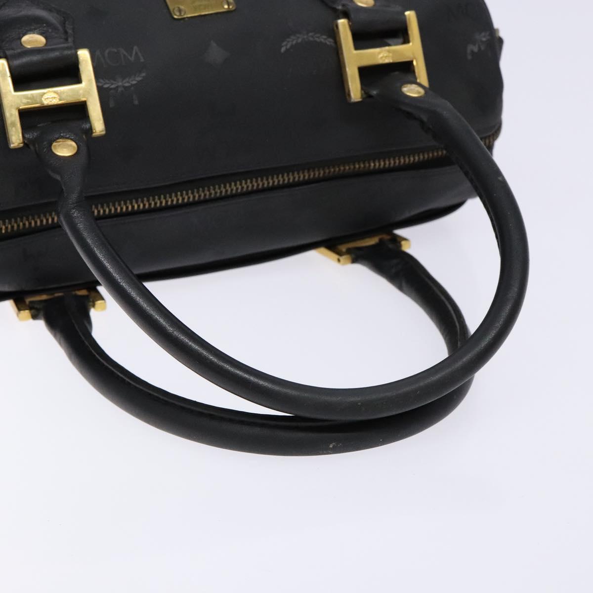 MCM Logogram Vicetos Hand Bag PVC Black Gold Auth 133885