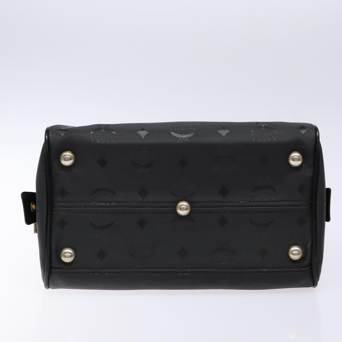 MCM Logogram Vicetos Hand Bag PVC Black Gold Auth 133885
