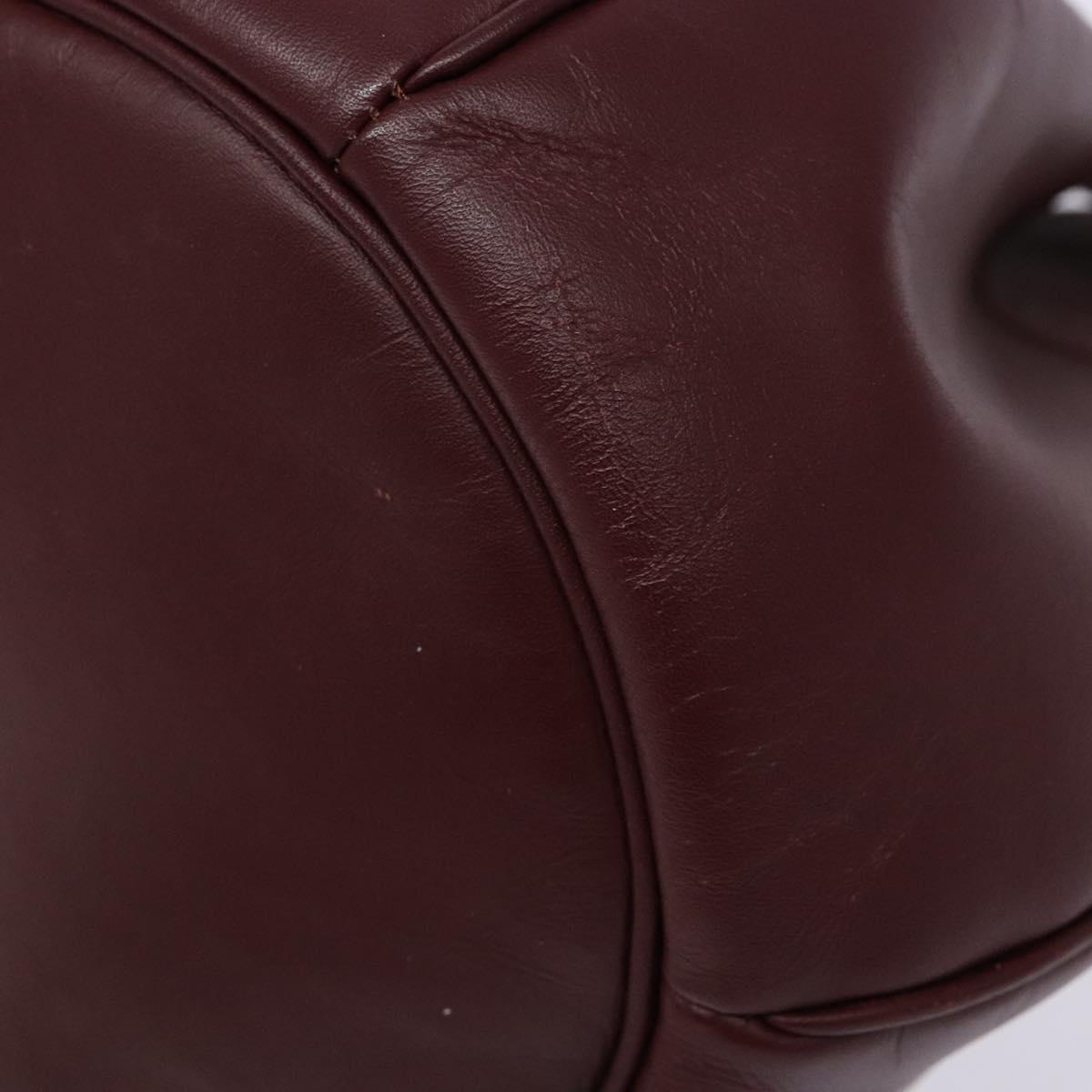 CARTIER Must Line Shoulder Bag Leather Bordeaux Gold Auth 133886