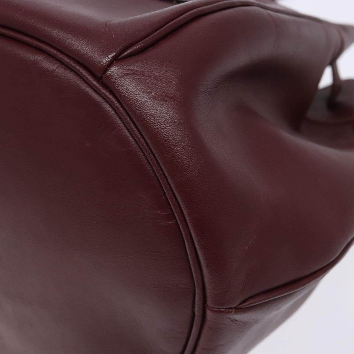 CARTIER Must Line Shoulder Bag Leather Bordeaux Gold Auth 133886