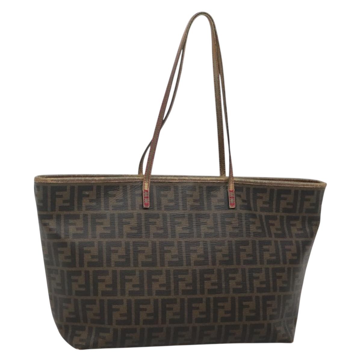 FENDI Zucca Canvas Tote Bag Brown Black Auth 133889
