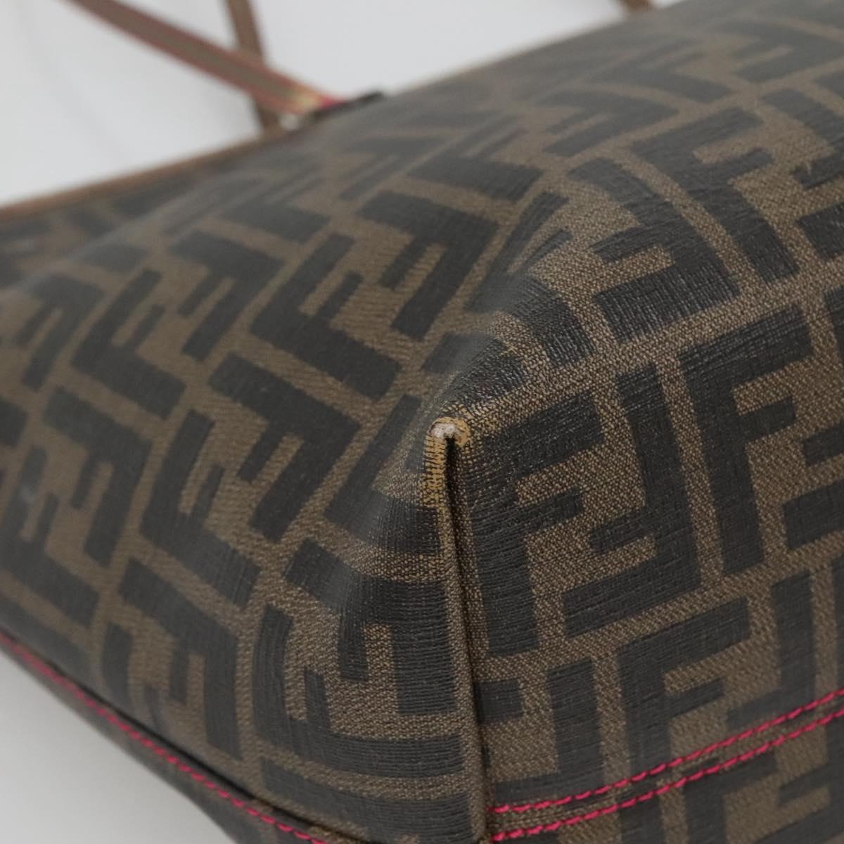 FENDI Zucca Canvas Tote Bag Brown Black Auth 133889
