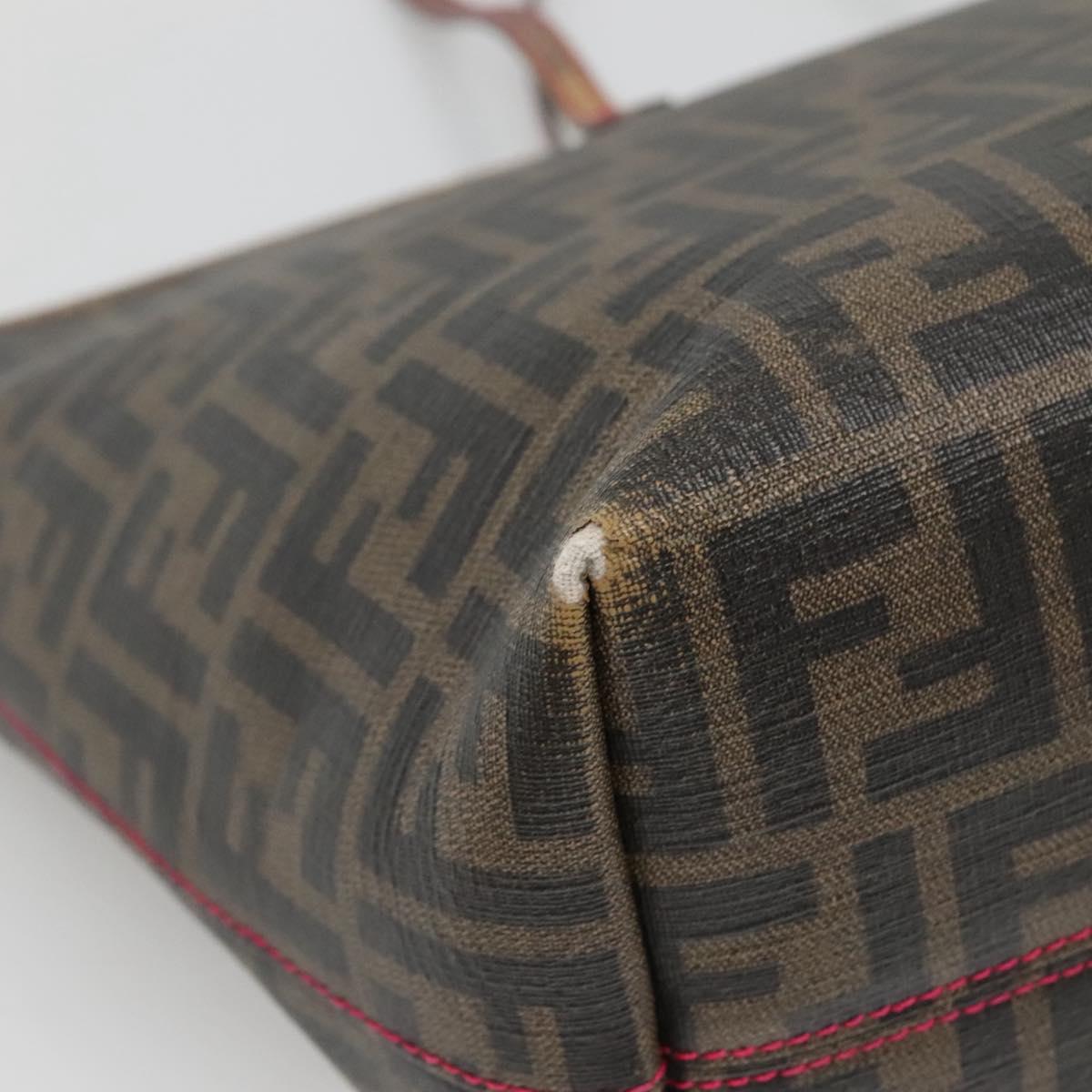 FENDI Zucca Canvas Tote Bag Brown Black Auth 133889