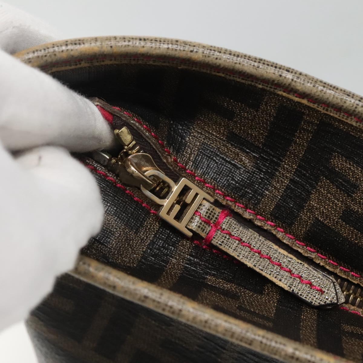 FENDI Zucca Canvas Tote Bag Brown Black Auth 133889