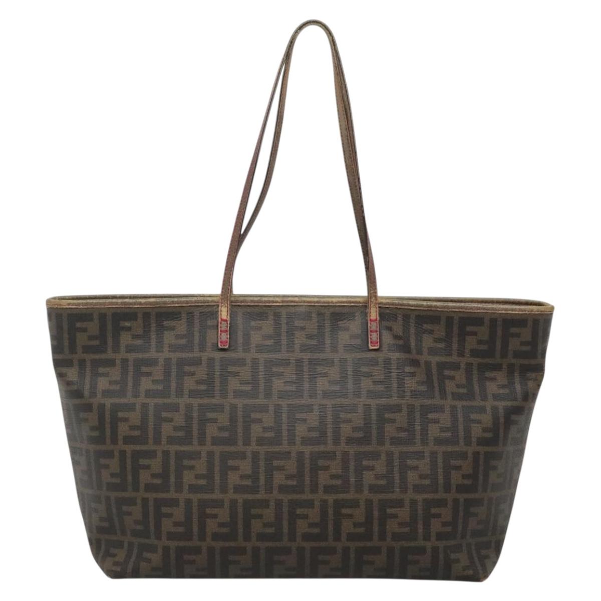 FENDI Zucca Canvas Tote Bag Brown Black Auth 133889