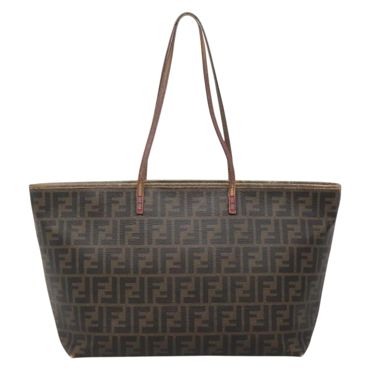 FENDI Zucca Canvas Tote Bag Brown Black Auth 133889