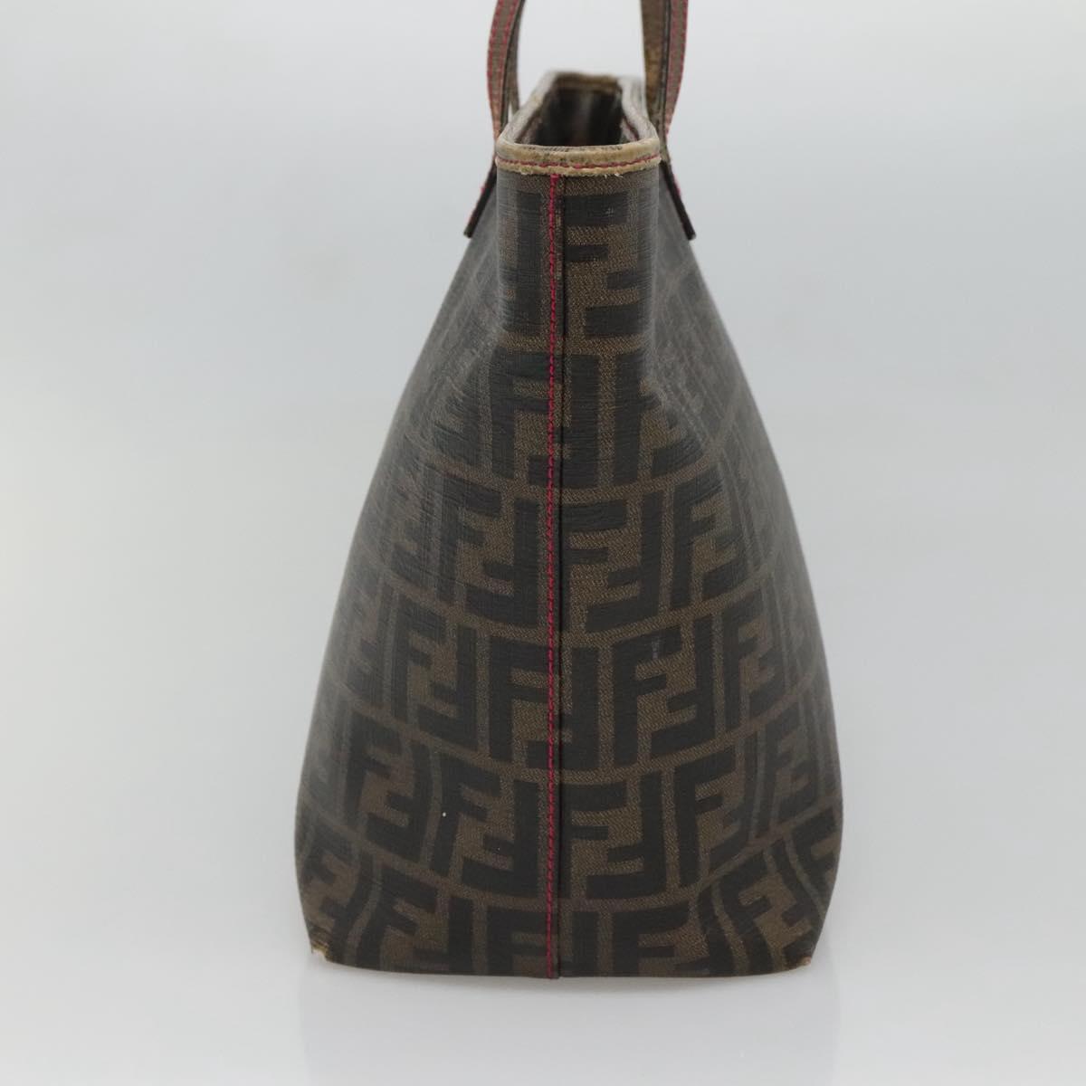 FENDI Zucca Canvas Tote Bag Brown Black Auth 133889