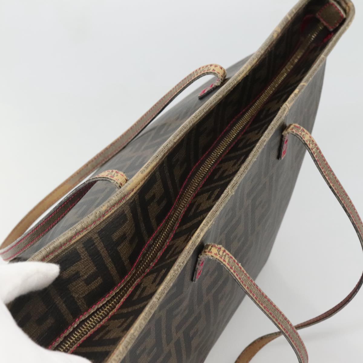 FENDI Zucca Canvas Tote Bag Brown Black Auth 133889