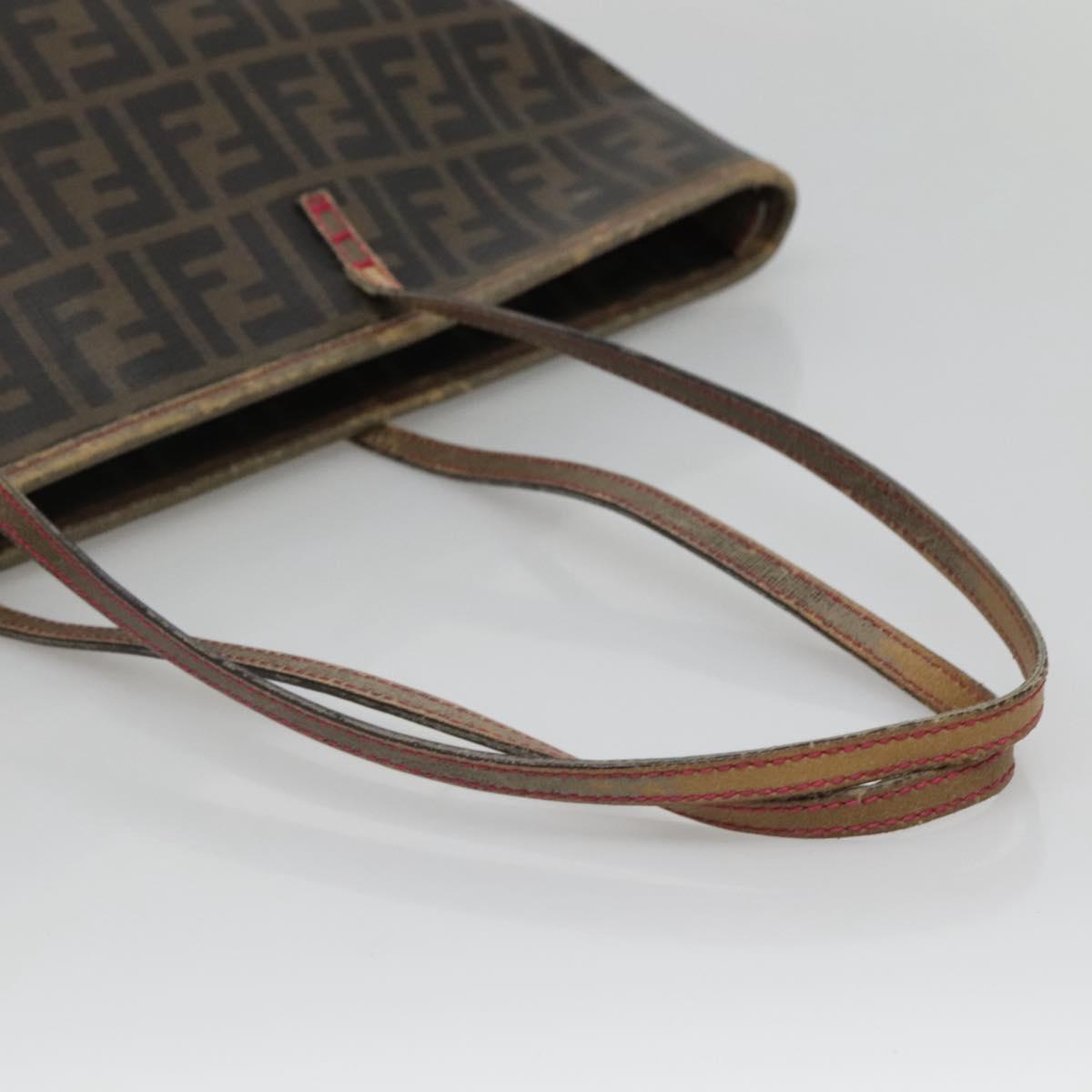 FENDI Zucca Canvas Tote Bag Brown Black Auth 133889