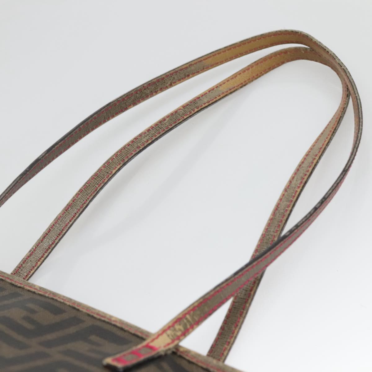 FENDI Zucca Canvas Tote Bag Brown Black Auth 133889