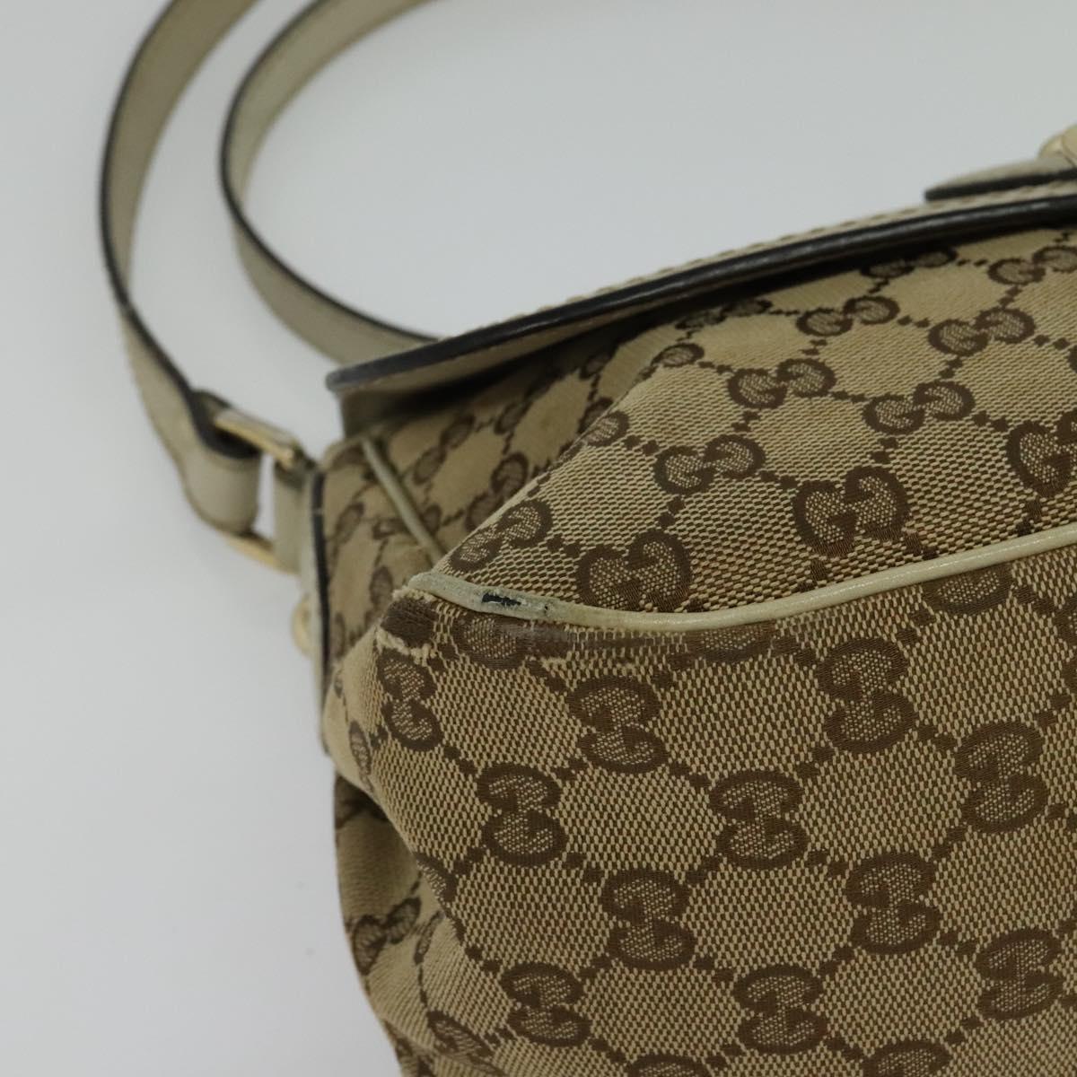 GUCCI GG Canvas Shoulder Bag Beige Silver 308452 Auth 133912