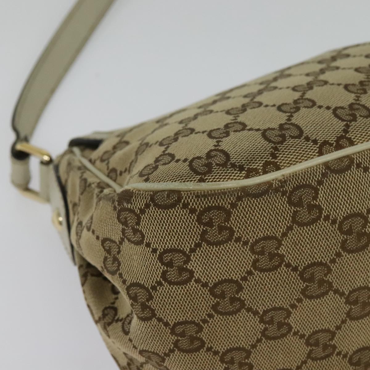 GUCCI GG Canvas Shoulder Bag Beige Silver 308452 Auth 133912