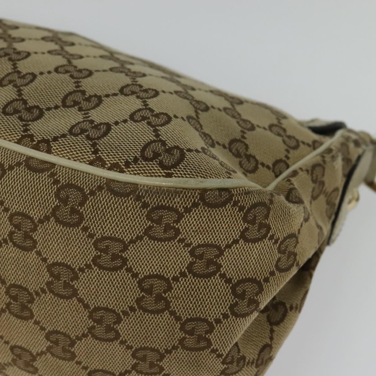 GUCCI GG Canvas Shoulder Bag Beige Silver 308452 Auth 133912