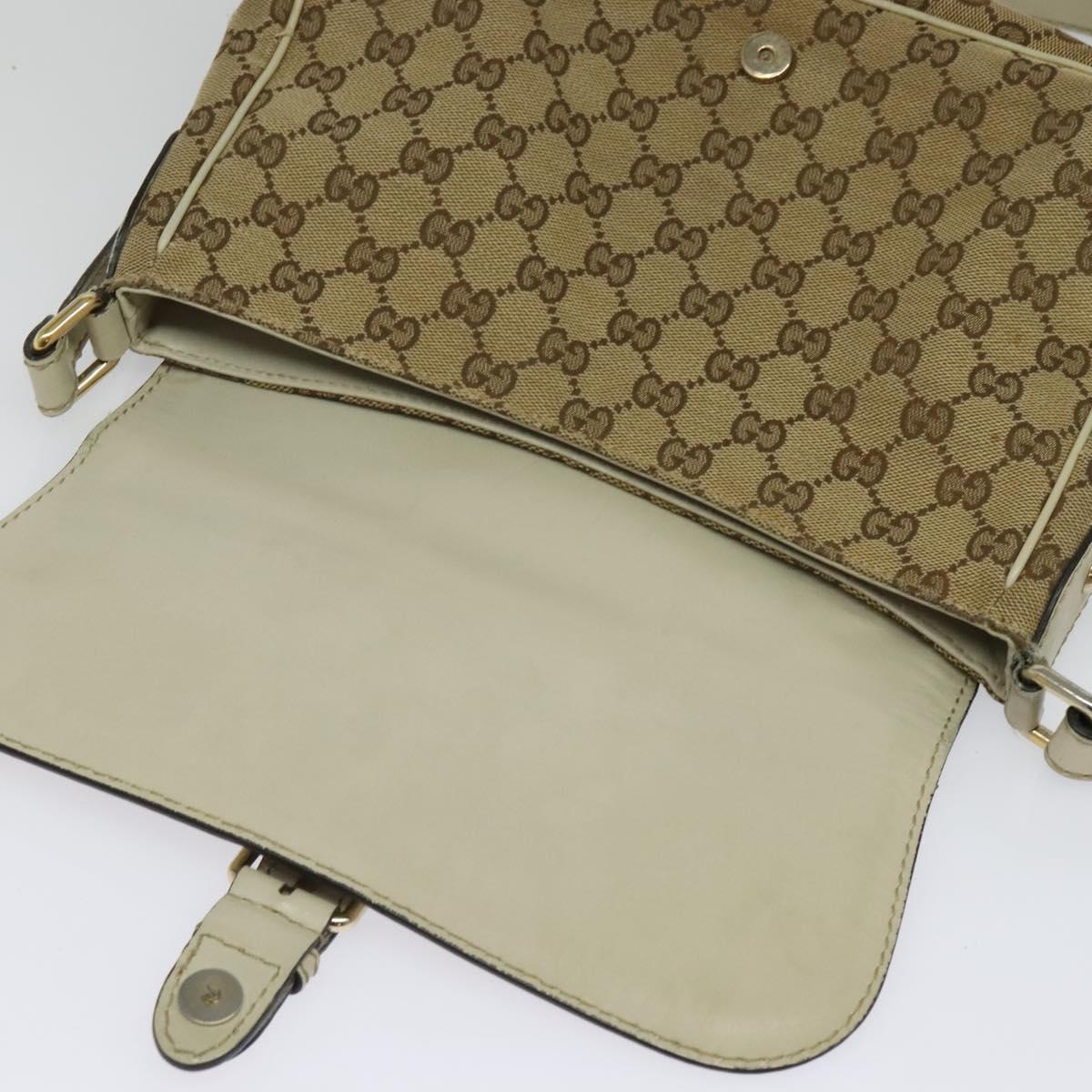 GUCCI GG Canvas Shoulder Bag Beige Silver 308452 Auth 133912