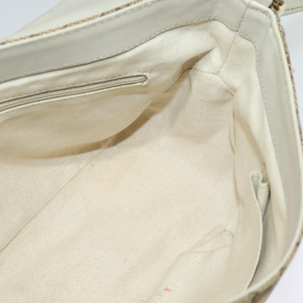 GUCCI GG Canvas Shoulder Bag Beige Silver 308452 Auth 133912