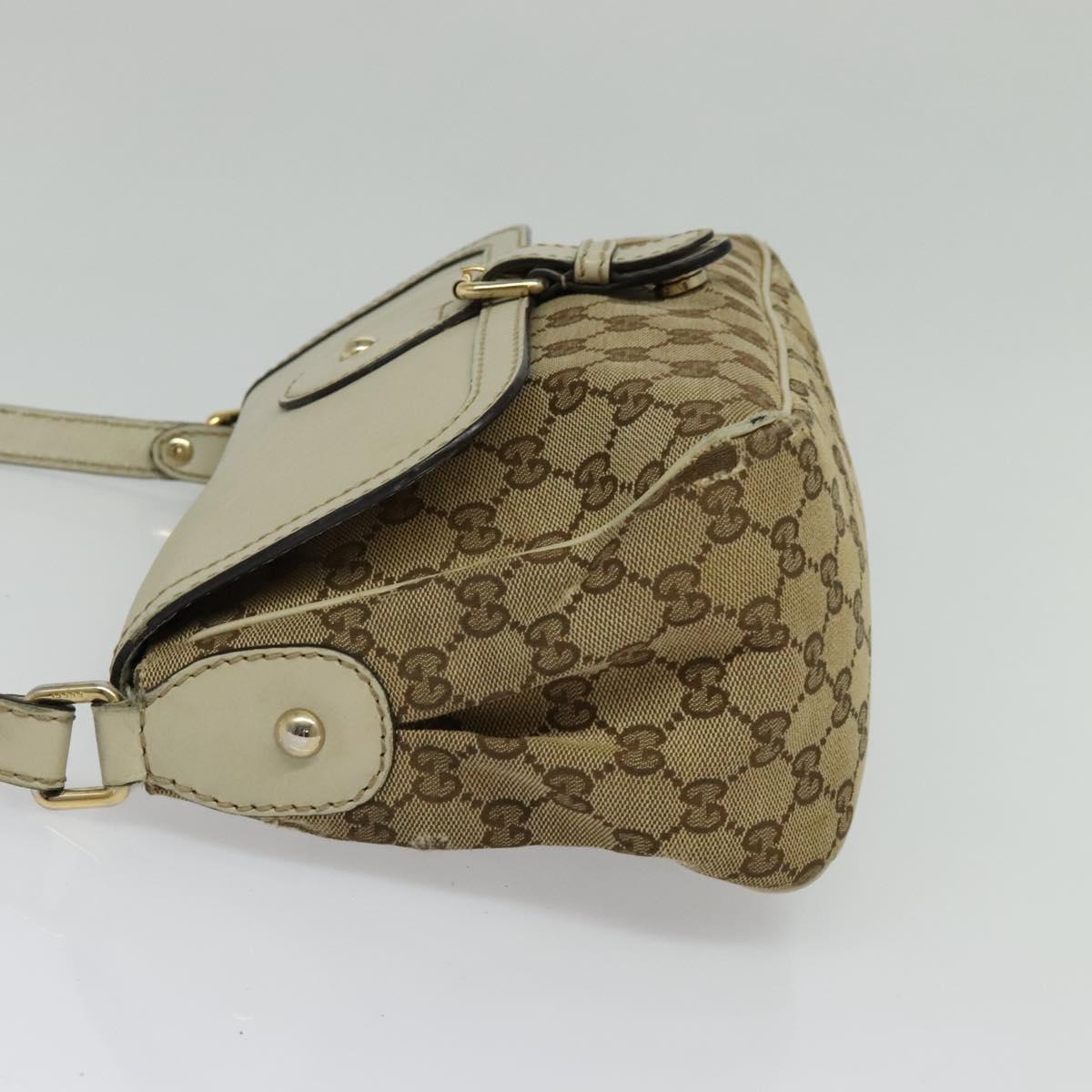 GUCCI GG Canvas Shoulder Bag Beige Silver 308452 Auth 133912