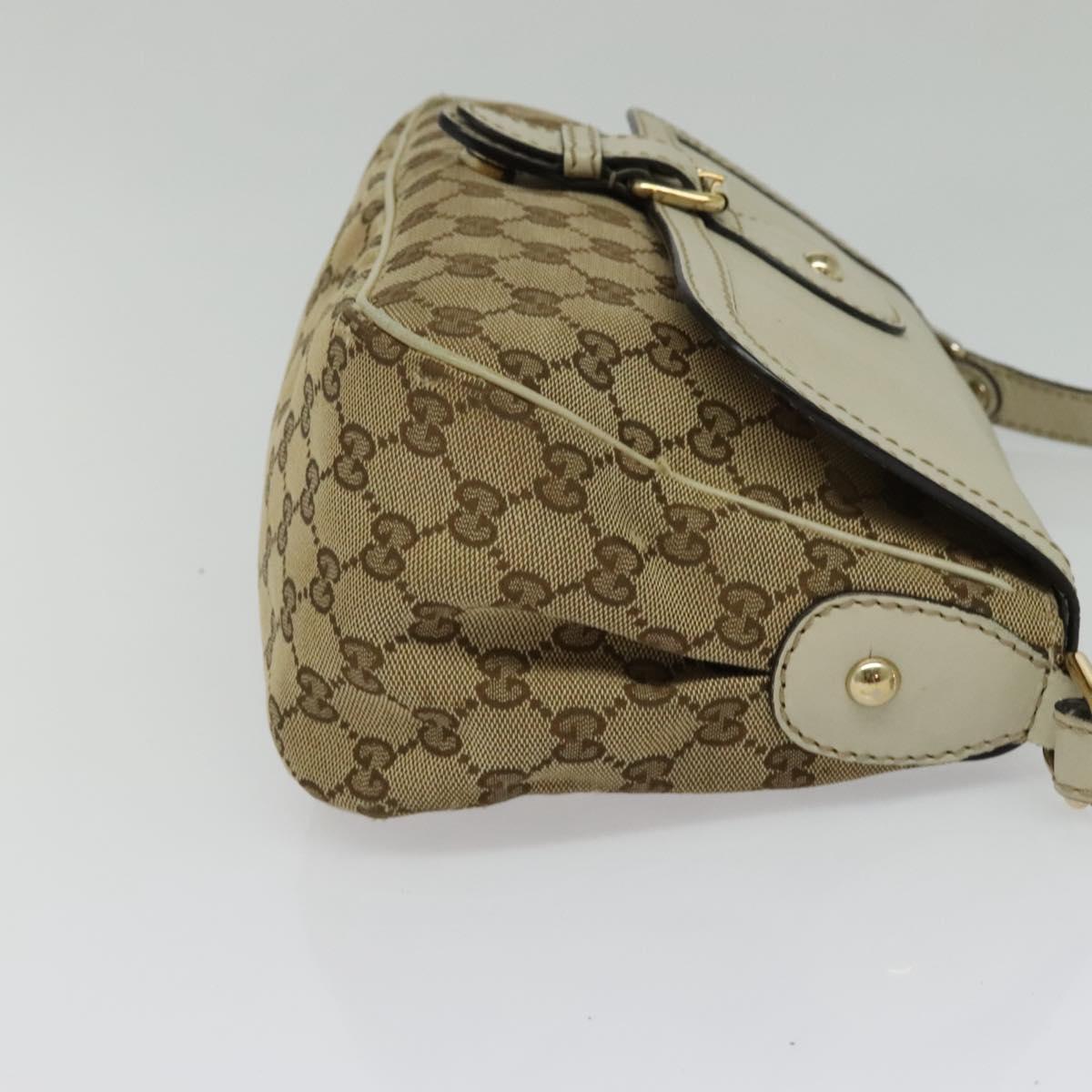 GUCCI GG Canvas Shoulder Bag Beige Silver 308452 Auth 133912
