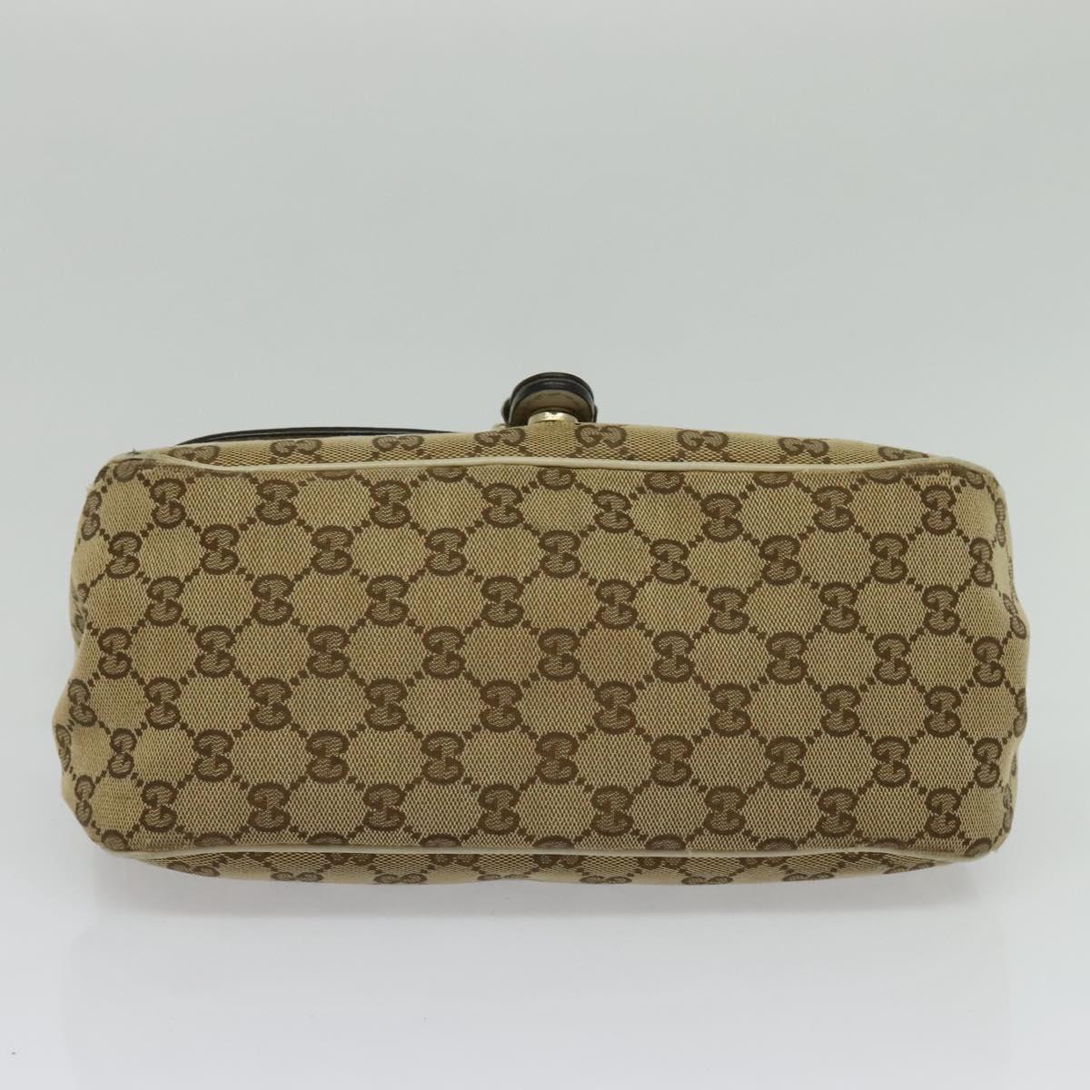 GUCCI GG Canvas Shoulder Bag Beige Silver 308452 Auth 133912