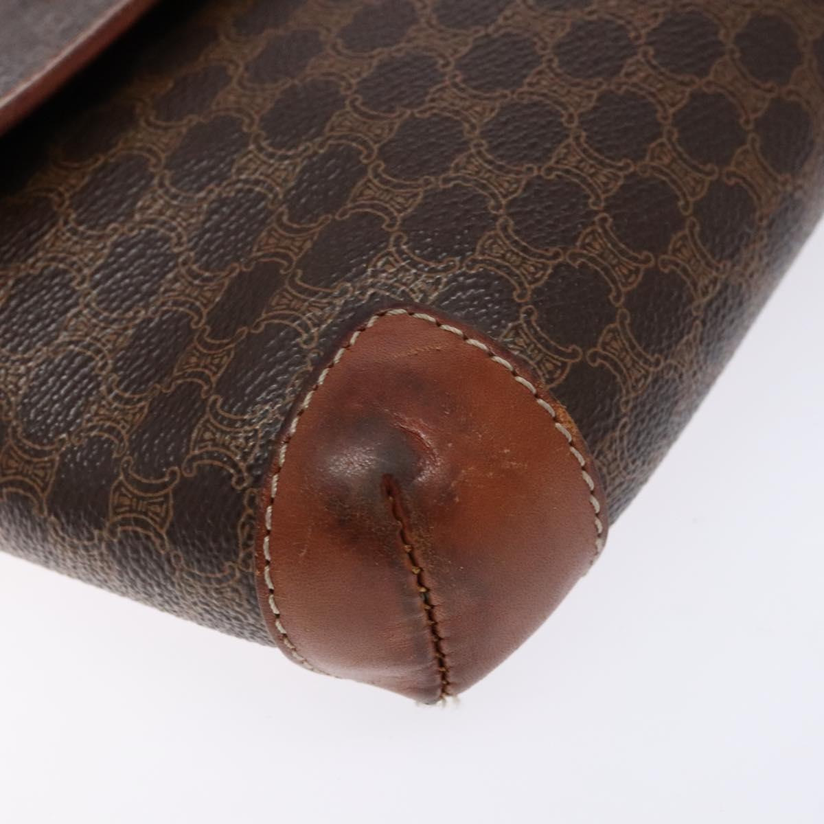 CELINE Macadam Canvas Shoulder Bag PVC Brown Gold Auth 133924