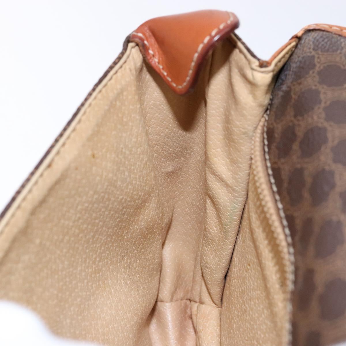 CELINE Macadam Canvas Shoulder Bag PVC Brown Gold Auth 133924