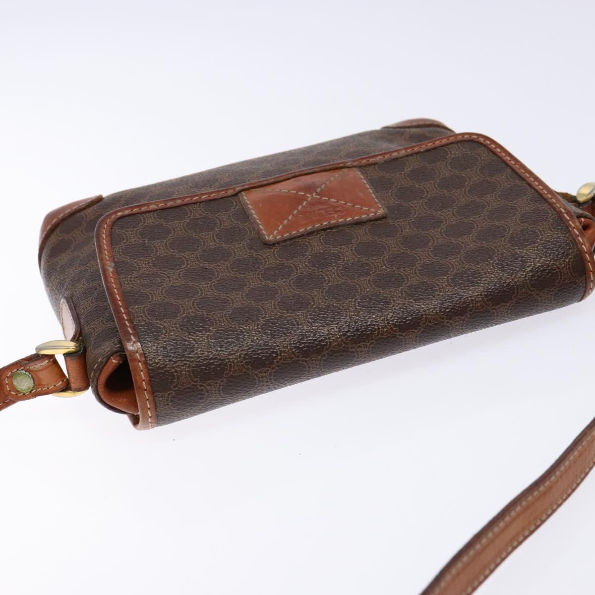 CELINE Macadam Canvas Shoulder Bag PVC Brown Gold Auth 133924