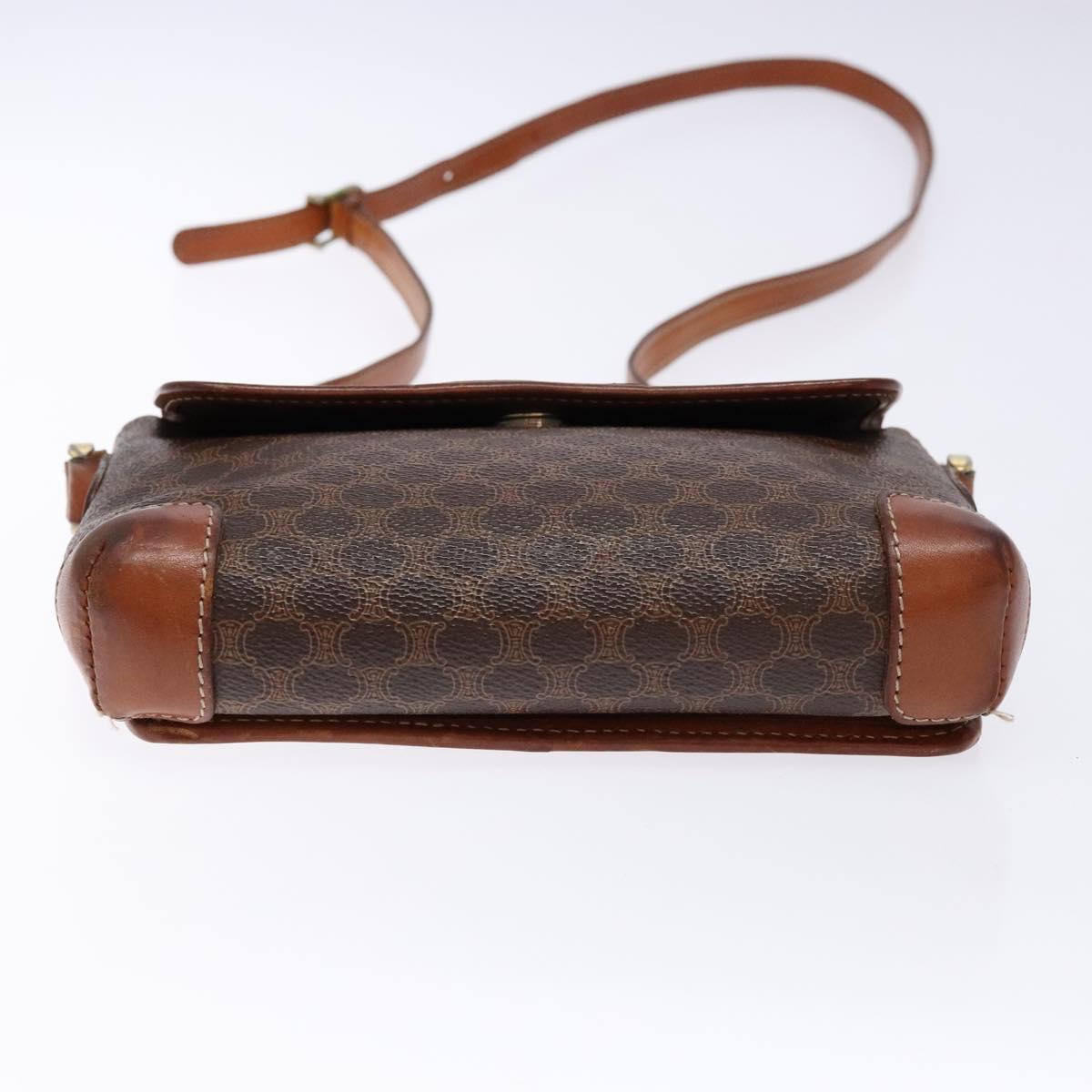 CELINE Macadam Canvas Shoulder Bag PVC Brown Gold Auth 133924