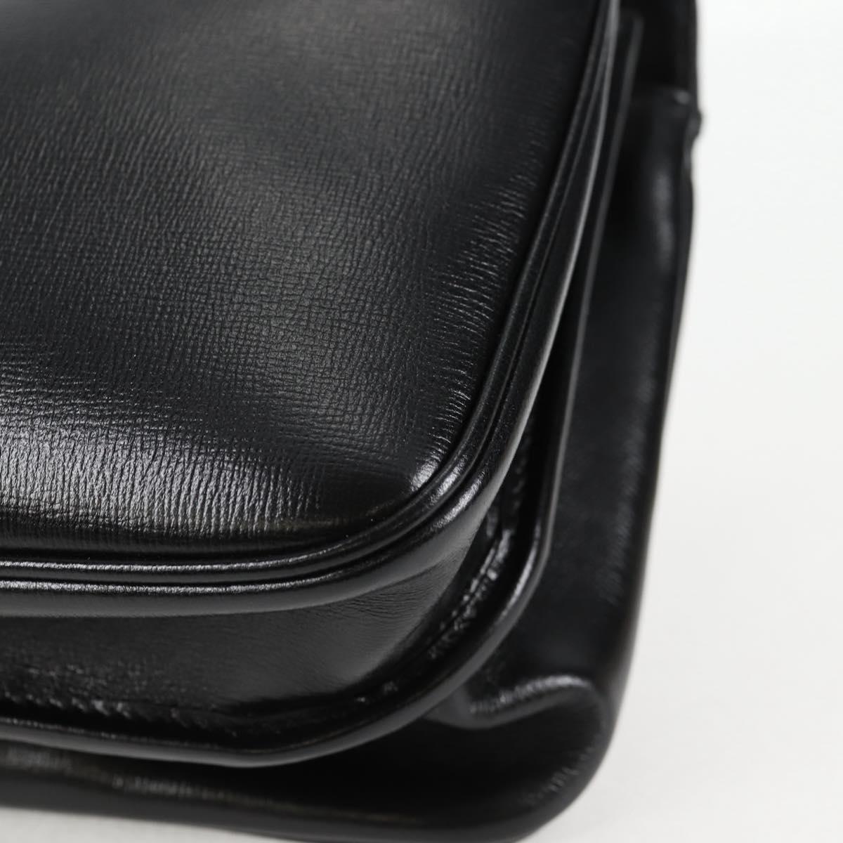 GUCCI Chain Marina Shoulder Bag Leather Black Gold 576422 Auth 133932V