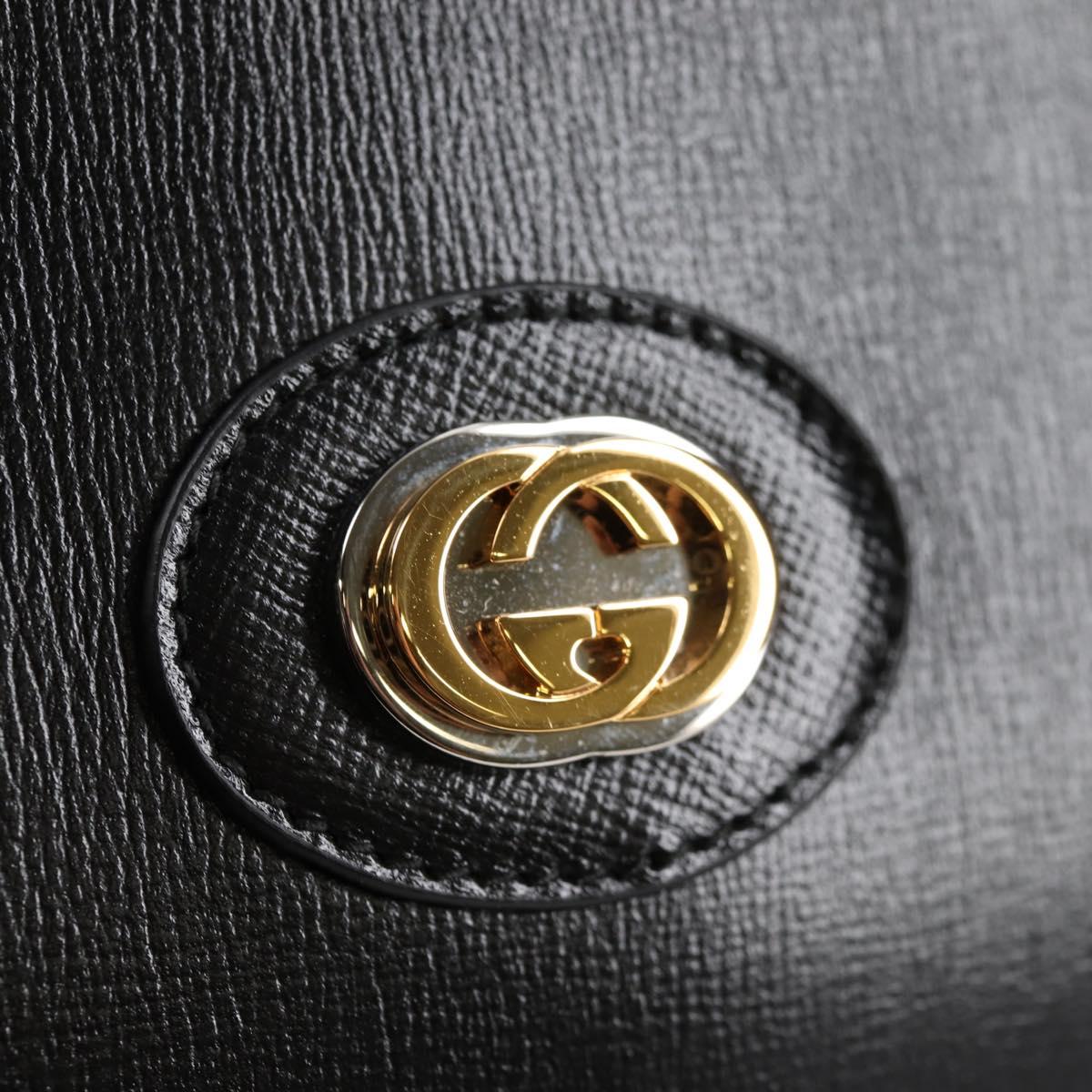 GUCCI Chain Marina Shoulder Bag Leather Black Gold 576422 Auth 133932V