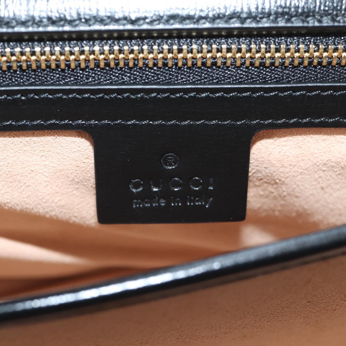 GUCCI Chain Marina Shoulder Bag Leather Black Gold 576422 Auth 133932V