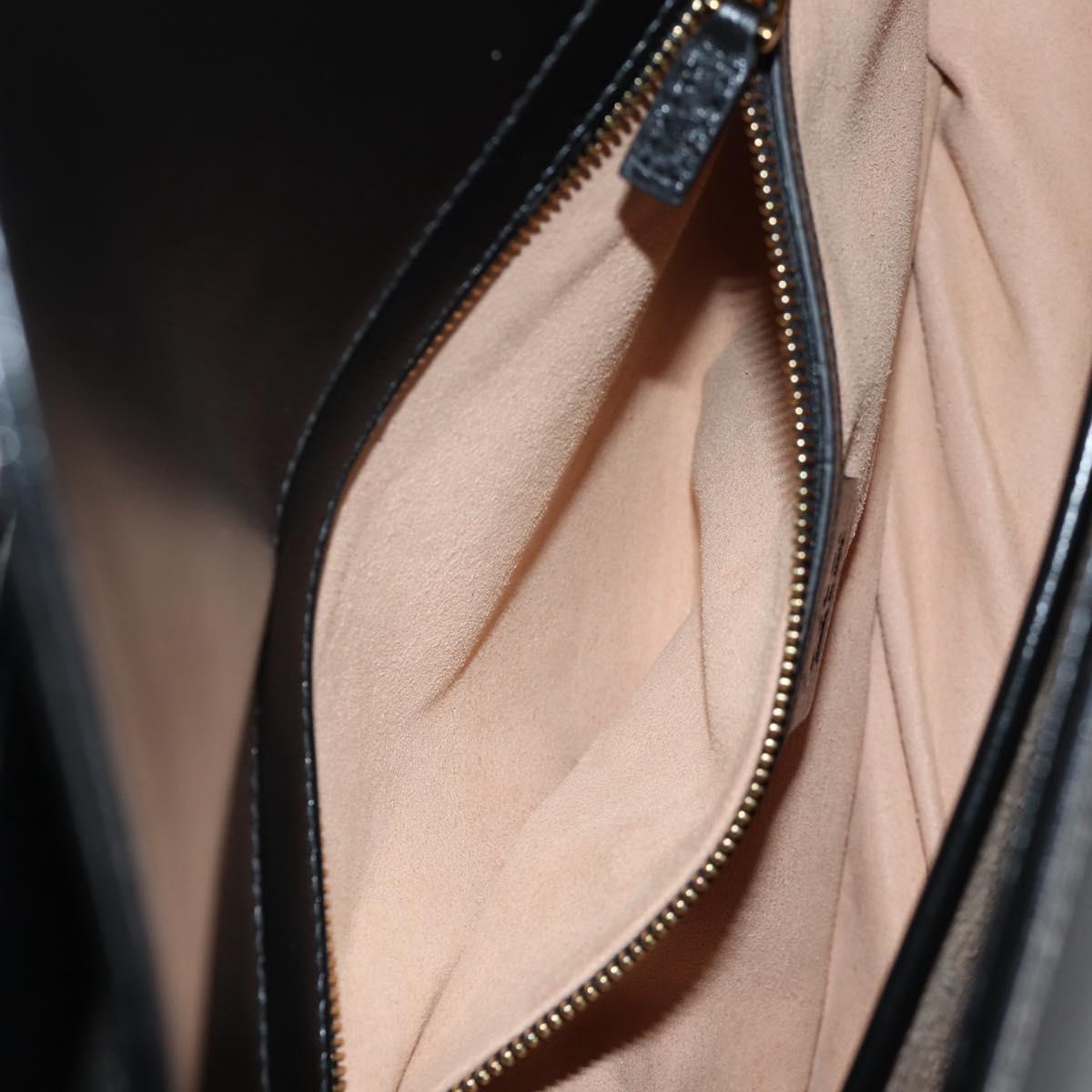 GUCCI Chain Marina Shoulder Bag Leather Black Gold 576422 Auth 133932V