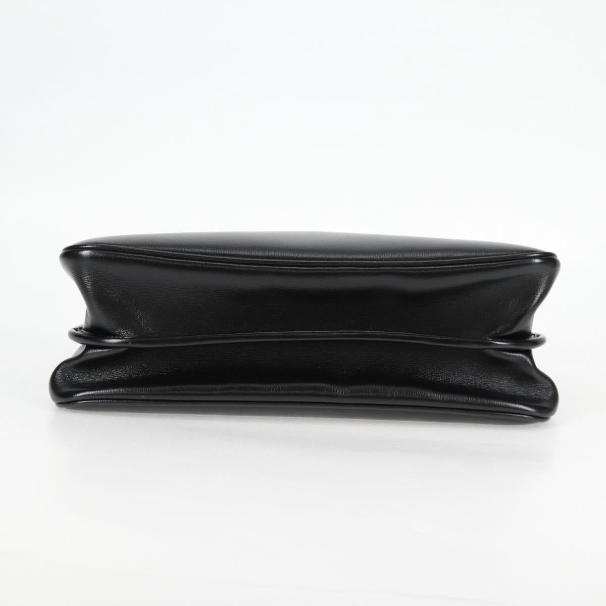 GUCCI Chain Marina Shoulder Bag Leather Black Gold 576422 Auth 133932V