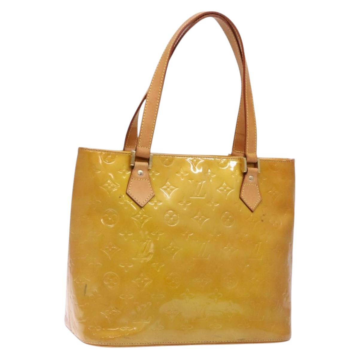 LOUIS VUITTON Monogram Vernis Houston Hand Bag Beige M91004 LV Auth 133943