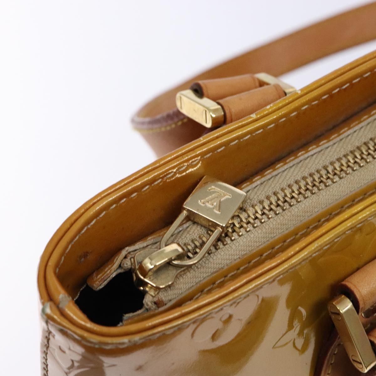 LOUIS VUITTON Monogram Vernis Houston Hand Bag Beige M91004 LV Auth 133943