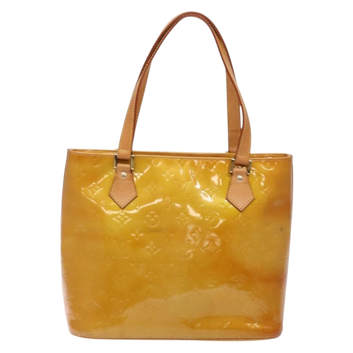 LOUIS VUITTON Monogram Vernis Houston Hand Bag Beige M91004 LV Auth 133943