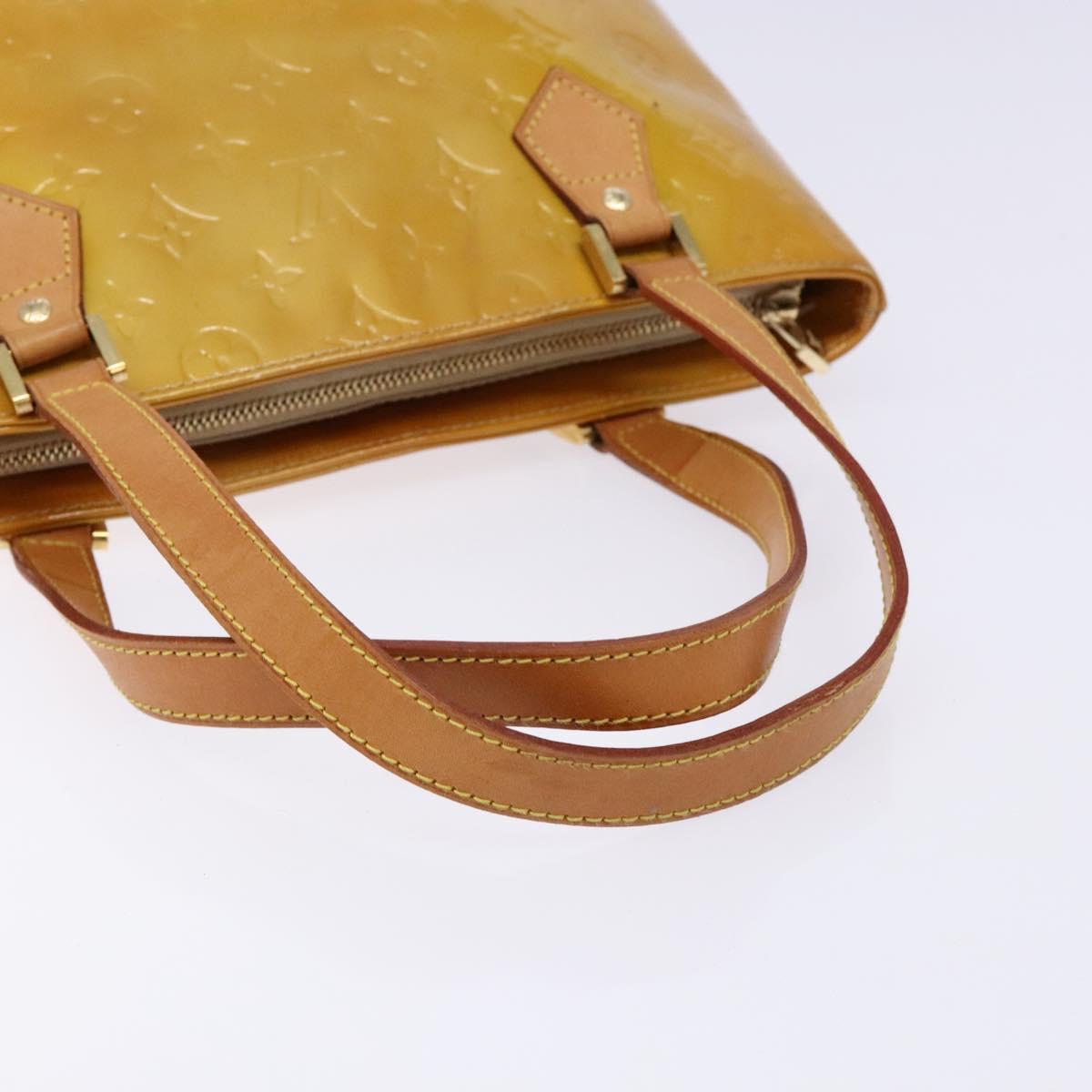 LOUIS VUITTON Monogram Vernis Houston Hand Bag Beige M91004 LV Auth 133943