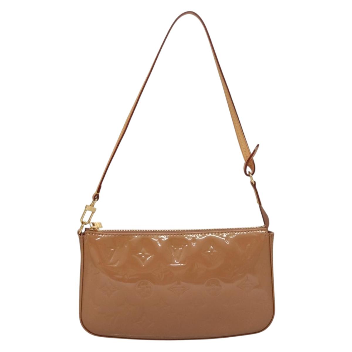 LOUIS VUITTON Vernis Pochette Accessoires Pouch Rose Velours M91575 Auth 133964