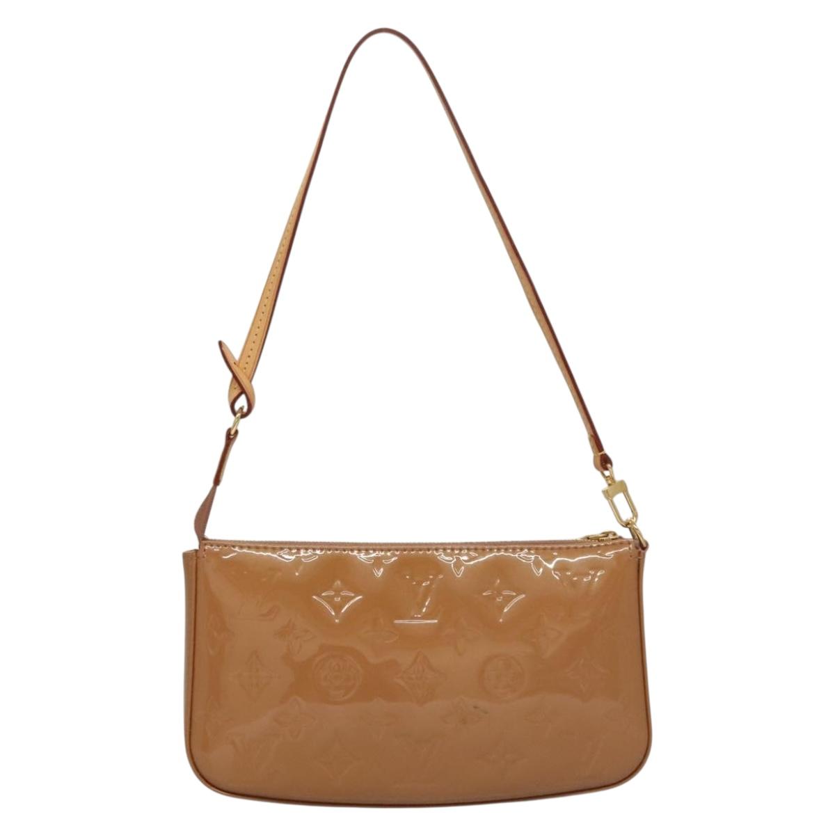 LOUIS VUITTON Vernis Pochette Accessoires Pouch Rose Velours M91575 Auth 133964