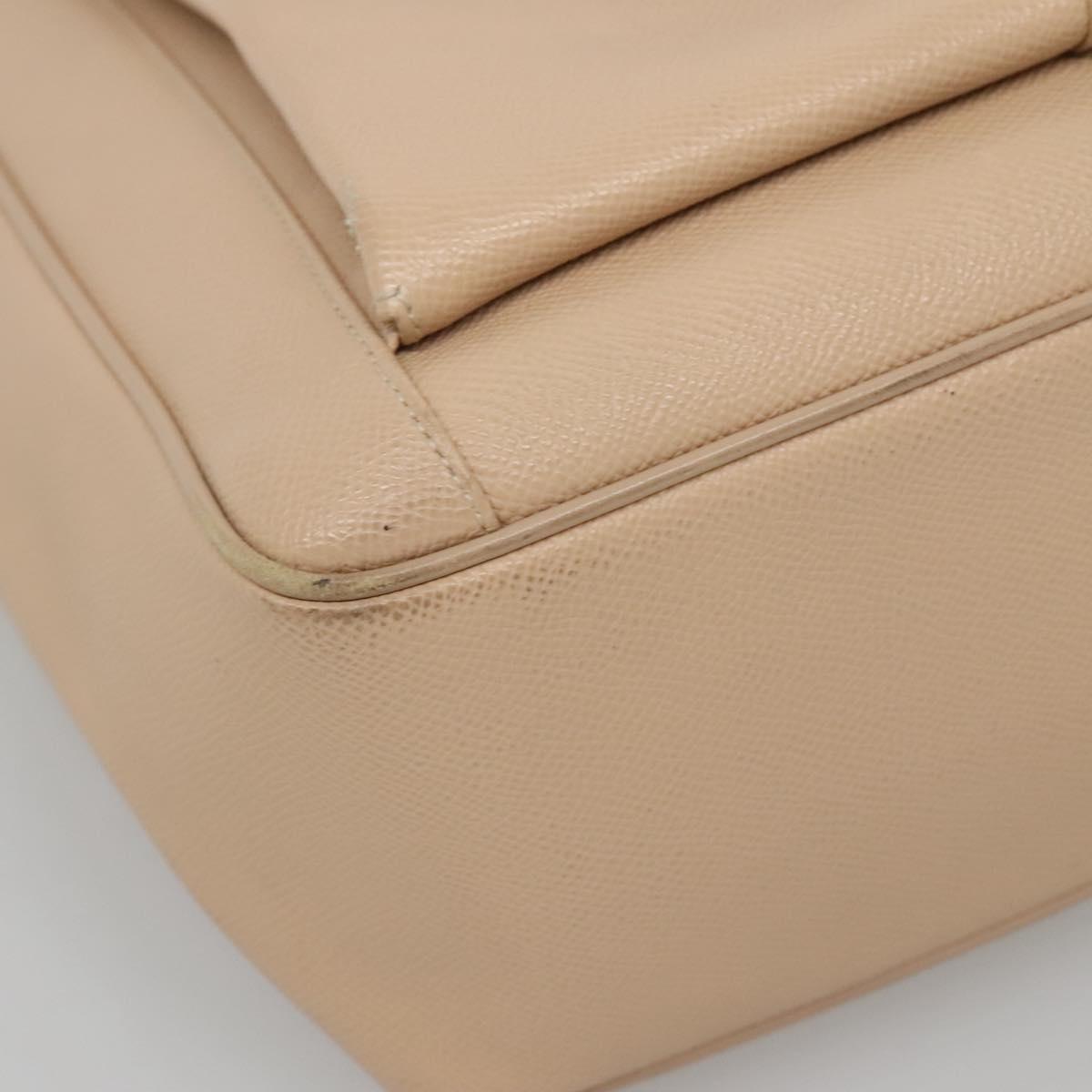 BVLGARI Tote Bag Leather Beige Silver Auth 133970