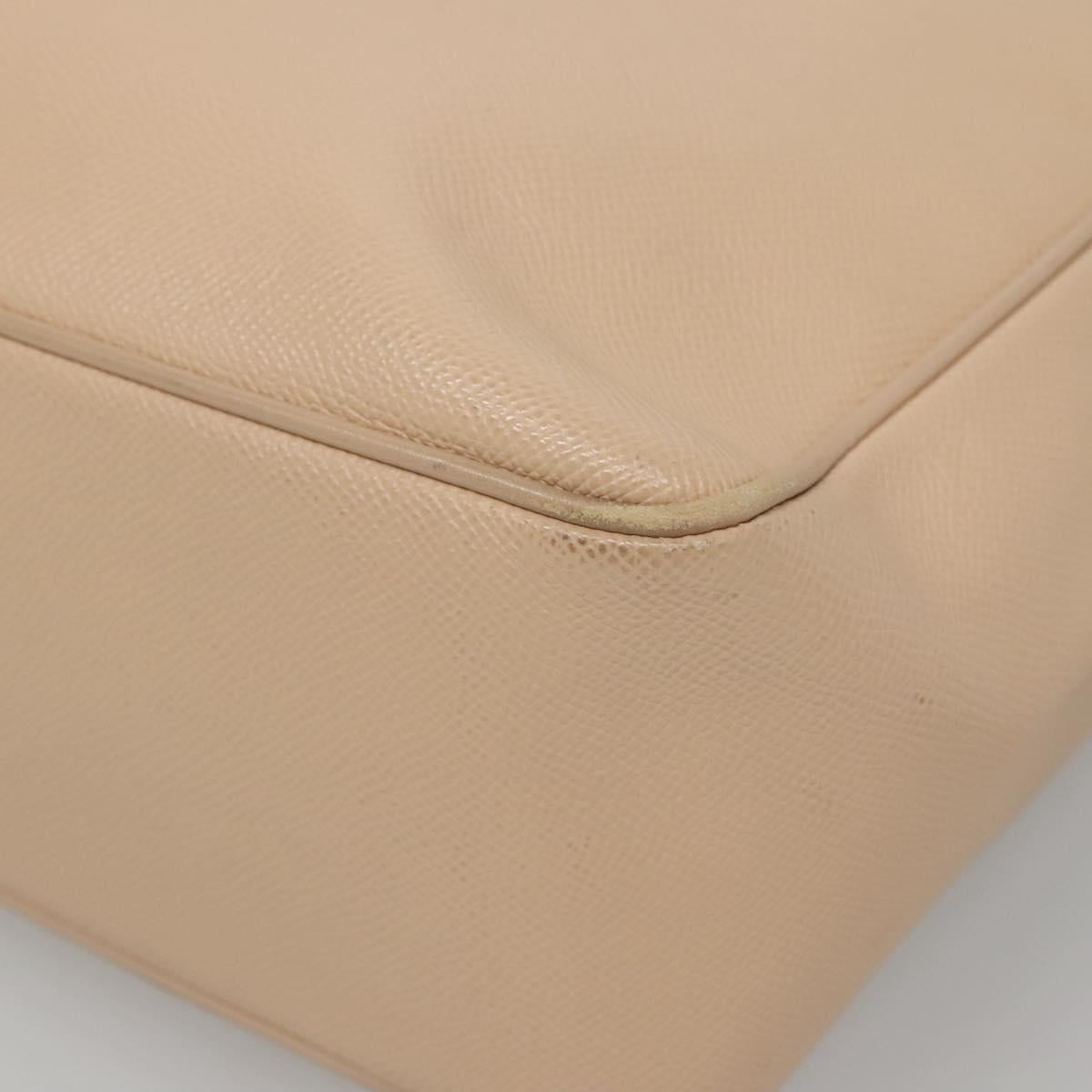 BVLGARI Tote Bag Leather Beige Silver Auth 133970