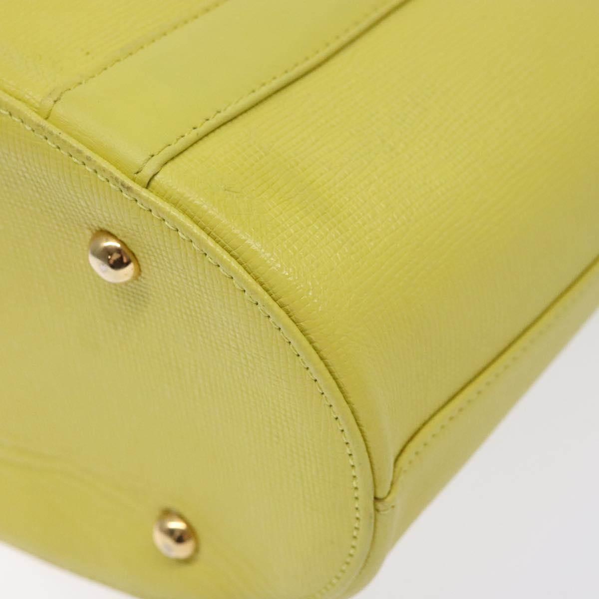 MCM Studs Tote Bag Leather Gold Lime yellow Auth 133982