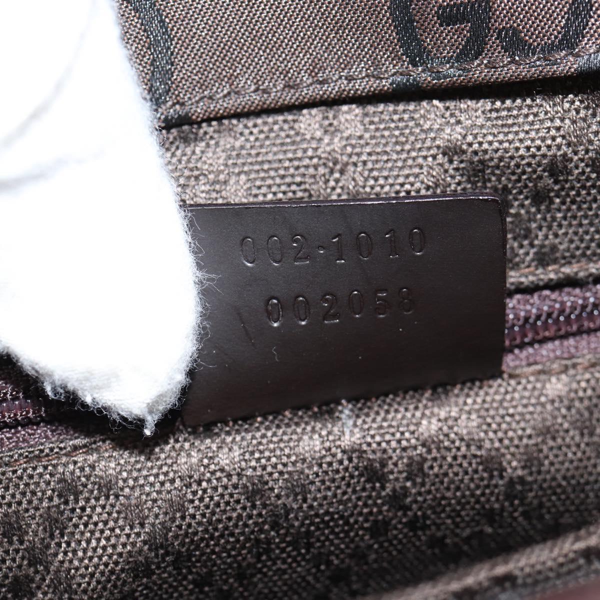 GUCCI GG Canvas Bamboo Hand Bag Nylon Dark Brown Silver 002 1010 Auth 133985V